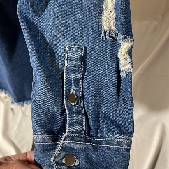American Bazi long distressed jean jacket 2X - Picture 6 of 11